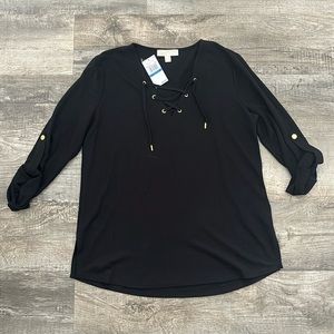NWT-Michael Kors Black Longsleeve Knit Top -XL